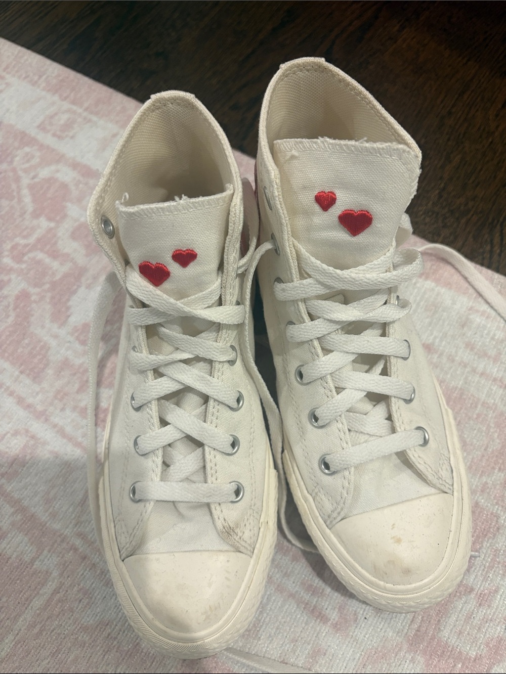 Converse High-Top Canvas Sneakers with Red Heart Details